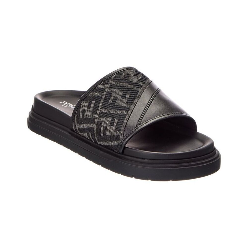 Fendi Leather Slide, Black